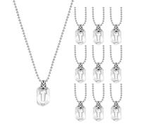 sourcing map 10 Pcs Vial Necklace, Stainless Steel Glass Diamond Perfume Bottle Pendant Necklace Ashes Urn Vial Pendant Openable Bottle Case 14mm for Women Keepsake Memorial Jewelry, Clear