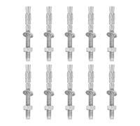 sourcing map 10 Pcs Wedge Anchors, 1/4" x 2-1/3" Stainless Steel Concrete Anchors Bolts, Heavy Duty Standard Fastener for Cement Wall Base Bracket (Include Washers Nuts, Silver Tone)