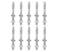 sourcing map 10 Pcs Wedge Anchors, 3/8" x 4" Stainless Steel Concrete Anchors Bolts, Heavy Duty Standard Fastener for Cement Wall Base Bracket (Include Washers Nuts, Silver Tone)
