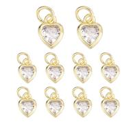 sourcing map 10 Pcs White Heart Charm, Mini Cubic Zirconia Heart Pendants Bulk Valentine Copper Love Charm with Jump Ring for DIY Jewelry Making Necklace Bracelet Tiny Dangle Accessories