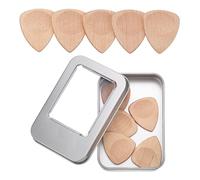 sourcing map 10 Pcs Wood Guitar Pick, 2.5mm Maple Wood Groove Shape Guitar Picks with Storage Box for Electric, Acoustic, Bass Guitars, Light Wood Color