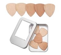 sourcing map 10 Pcs Wood Guitar Pick, 2.5mm Maple Wood Guitar Picks with Storage Box for Electric, Acoustic, Bass Guitars, Light Wood Color