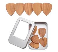 sourcing map 10 Pcs Wood Guitar Pick, 2.5mm Olive Wood Guitar Picks with Storage Box for Electric, Acoustic, Bass Guitars, Wood Color