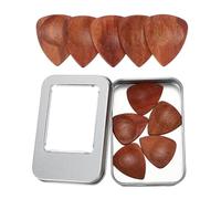 sourcing map 10 Pcs Wood Guitar Pick, 2.5mm Wood Groove Shape Guitar Picks with Storage Box for Electric, Acoustic, Bass Guitars, Black