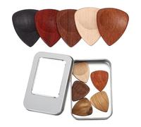 sourcing map 10 Pcs Wood Guitar Pick, 2.5mm Wood Groove Shape Guitar Picks with Storage Box for Electric, Acoustic, Bass Guitars, Multicolored