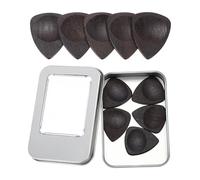sourcing map 10 Pcs Wood Guitar Pick, 2.5mm Wood Groove Shape Guitar Picks with Storage Box for Electric, Acoustic, Bass Guitars, Dark Black