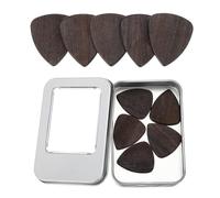 sourcing map 10 Pcs Wood Guitar Pick, 2.5mm Wood Guitar Picks with Storage Box for Electric, Acoustic, Bass Guitars, Dark Black