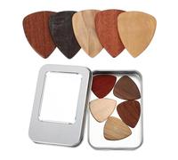 sourcing map 10 Pcs Wood Guitar Pick, 2.5mm Wood Guitar Picks with Storage Box for Electric, Acoustic, Bass Guitars, Multicolored