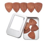 sourcing map 10 Pcs Wood Guitar Pick, 2.5mm Wooden Groove Shape Guitar Picks with Storage Box for Electric, Acoustic, Bass Guitars, Brown