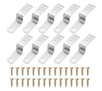sourcing map 10 Pcs Z Shape Corner Bracket, 0.7 Inch Right Angle Picture Frame Braces Bracket Shelf Brackets Fastener with Screws for Furniture, Silver