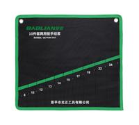 sourcing map 10-Pockets Metric 8-24mm Wrench Roll Up Pouch Canvas Wrench Tool Roll Bag Organizer for Wrenches Organization Mechanics Electricians