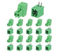 sourcing map 10 Set 2 Pin 2.54mm Pitch 125V 4A PCB Mount Screw Terminal Block Connector, Right Angle Pluggable Plug for DIY Electronics Audio Power Modules Cable