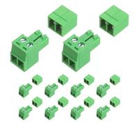 sourcing map 10 Set 2 Pin 3.81mm Pitch PCB Mount Screw Terminal Block Connector, Right Angle Pluggable Plug for DIY Electronics Audio Power Modules 26-16AWG Cable