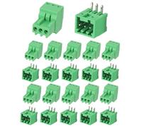 sourcing map 10 Set 3 Pin 2.54mm Pitch 125V 4A PCB Mount Screw Terminal Block Connector, Right Angle Pluggable Plug for DIY Electronics Audio Power Modules Cable
