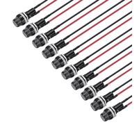 sourcing map 10 Set 5x20mm Panel Mount Fuse Holder, Flat Thread Glass Fuse Holder with 15cm 18AWG Pre-Soldered Wire for Automotive Marine Electrical Repair AC250V 15A / AC125V 10A