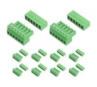 sourcing map 10 Set 6 Pin 3.81mm Pitch PCB Mount Screw Terminal Block Connector, Right Angle Pluggable Plug for DIY Electronics Audio Power Modules 26-16AWG Cable