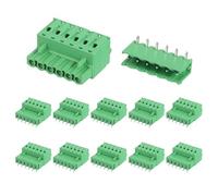 sourcing map 10 Set 6-Pin 5.08mm/0.2" Pitch PCB Mount Screw Terminal Block Connectors No Soldering 2EDGKD Male & Female Connectors Plug for 28-10AWG