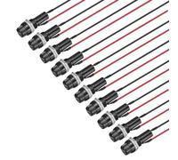 sourcing map 10 Set 6x30mm Panel Mount Fuse Holder, Flat Thread Glass Fuse Holder with 15cm 18AWG Pre-Soldered Wire for Automotive Marine Electrical Repair AC250V 15A / AC125V 10A