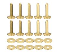 sourcing map 10 Set Brass Rivets and Burrs, 12x4x21mm Solid Leather Brass Rivet Fastener for Leather DIY Craft Supplies, Gold Tone