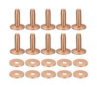 sourcing map 10 Set Copper Rivets and Burrs, 12x4x14mm Solid Leather Copper Rivet Fastener for Leather DIY Craft Supplies, Copper Tone