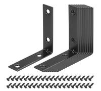 sourcing map 10 Set L Corner Bracket Corner Brace Metal Joint Right Angle Brackets Fastener with Screws for Wood Shelves, Black, 2.36"x0.59"x2.36"