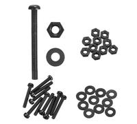 sourcing map 10 Set M5x35mm Nylon PA66 Plastic Cross Round Head Screw Phillips Bolts Hex Nuts Flat Washers Assortment Kit, Metric Full Thread Bolt Fasteners for DIY Machine Assembly, Black
