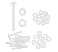 sourcing map 10 Set M5x40mm Nylon PA66 Plastic Cross Round Head Screw Phillips Bolts Hex Nuts Flat Washers Assortment Kit, Metric Full Thread Bolt Fasteners for DIY Machine Assembly, White