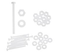 sourcing map 10 Set M5x60mm Nylon PA66 Plastic Cross Round Head Screw Phillips Bolts Hex Nuts Flat Washers Assortment Kit, Metric Full Thread Bolt Fasteners for DIY Machine Assembly, White