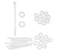 sourcing map 10 Set M6x100mm Nylon PA66 Plastic Cross Round Head Screw Phillips Bolts Hex Nuts Flat Washers Assortment Kit, Metric Full Thread Bolt Fasteners for DIY Machine Assembly, White