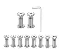 sourcing map 10 Set M6x12mm Hex Drive Socket Cap Bolt and M6x15mm Nuts with M4 Hex Wrench, Furniture Connector Bolts and Screws for Furniture Countersunk Belt, Silver