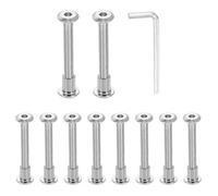 sourcing map 10 Set M6x55mm Hex Drive Socket Cap Bolt and M6x10mm Nuts with M4 Hex Wrench, Furniture Connector Bolts and Screws for Furniture Countersunk Belt, Silver