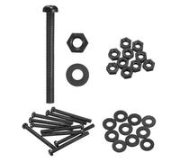 sourcing map 10 Set M6x60mm Nylon PA66 Plastic Cross Round Head Screw Phillips Bolts Hex Nuts Flat Washers Assortment Kit, Metric Full Thread Bolt Fasteners for DIY Machine Assembly, Black