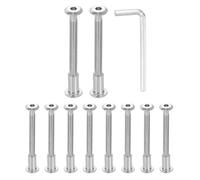 sourcing map 10 Set M6x65mm Hex Drive Socket Cap Bolt and M6x15mm Nuts with M4 Hex Wrench, Furniture Connector Bolts and Screws for Furniture Countersunk Belt, Silver