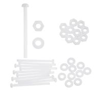 sourcing map 10 Set M6x80mm Nylon PA66 Plastic Cross Round Head Screw Phillips Bolts Hex Nuts Flat Washers Assortment Kit, Metric Full Thread Bolt Fasteners for DIY Machine Assembly, White