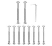 sourcing map 10 Set M6x90mm Hex Drive Socket Cap Bolt and M6x12mm Nuts with M4 Hex Wrench, Furniture Connector Bolts and Screws for Furniture Countersunk Belt, Silver