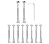 sourcing map 10 Set M6x90mm Hex Drive Socket Cap Bolt and M6x15mm Nuts with M4 Hex Wrench, Furniture Connector Bolts and Screws for Furniture Countersunk Belt, Silver