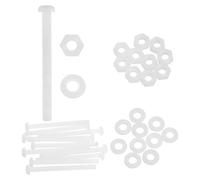 sourcing map 10 Set M8x100mm Nylon PA66 Plastic Cross Round Head Screw Phillips Bolts Hex Nuts Flat Washers Assortment Kit, Metric Full Thread Bolt Fasteners for DIY Machine Assembly, White