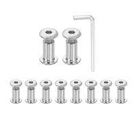 sourcing map 10 Set M8x12mm Hex Drive Socket Cap Bolt and M8x18mm Nuts with M5 Hex Wrench, Furniture Connector Bolts and Screws for Furniture Countersunk Belt, Silver