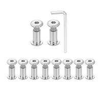 sourcing map 10 Set M8x16mm Hex Drive Socket Cap Bolt and M8x18mm Nuts with M5 Hex Wrench, Furniture Connector Bolts and Screws for Furniture Countersunk Belt, Silver