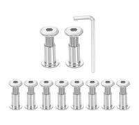 sourcing map 10 Set M8x20mm Hex Drive Socket Cap Bolt and M8x18mm Nuts with M5 Hex Wrench, Furniture Connector Bolts and Screws for Furniture Countersunk Belt, Silver