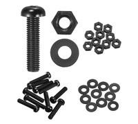 sourcing map 10 Set M8x35mm Nylon PA66 Plastic Cross Round Head Screw Phillips Bolts Hex Nuts Flat Washers Assortment Kit, Metric Full Thread Bolt Fasteners for DIY Machine Assembly, Black