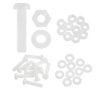 sourcing map 10 Set M8x35mm Nylon PA66 Plastic Cross Round Head Screw Phillips Bolts Hex Nuts Flat Washers Assortment Kit, Metric Full Thread Bolt Fasteners for DIY Machine Assembly, White
