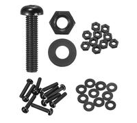 sourcing map 10 Set M8x40mm Nylon PA66 Plastic Cross Round Head Screw Phillips Bolts Hex Nuts Flat Washers Assortment Kit, Metric Full Thread Bolt Fasteners for DIY Machine Assembly, Black