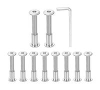sourcing map 10 Set M8x45mm Hex Drive Socket Cap Bolt and M8x18mm Nuts with M5 Hex Wrench, Furniture Connector Bolts and Screws for Furniture Countersunk Belt, Silver
