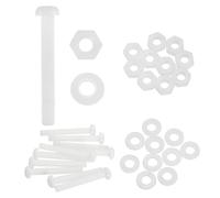sourcing map 10 Set M8x60mm Nylon PA66 Plastic Cross Round Head Screw Phillips Bolts Hex Nuts Flat Washers Assortment Kit, Metric Full Thread Bolt Fasteners for DIY Machine Assembly, White