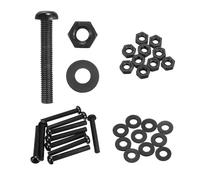 sourcing map 10 Set M8x60mm Nylon PA66 Plastic Cross Round Head Screw Phillips Bolts Hex Nuts Flat Washers Assortment Kit, Metric Full Thread Bolt Fasteners for DIY Machine Assembly, Black