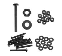 sourcing map 10 Set M8x70mm Nylon PA66 Plastic Cross Round Head Screw Phillips Bolts Hex Nuts Flat Washers Assortment Kit, Metric Full Thread Bolt Fasteners for DIY Machine Assembly, Black