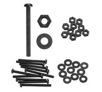 sourcing map 10 Set M8x80mm Nylon PA66 Plastic Cross Round Head Screw Phillips Bolts Hex Nuts Flat Washers Assortment Kit, Metric Full Thread Bolt Fasteners for DIY Machine Assembly, Black