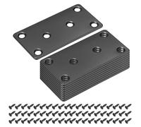 sourcing map 10 Set Mending Plate Metal Flat Bracket Straight Brace Fixing Joining Plate for Wood with Screws, Black, 3.11"x1.58"
