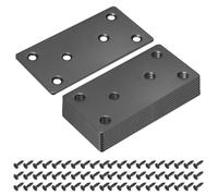sourcing map 10 Set Mending Plate Metal Flat Bracket Straight Brace Fixing Joining Plate for Wood with Screws, Black, 3.9"x1.97"